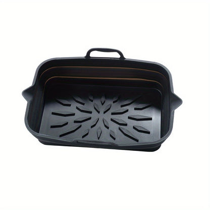Rectangular Air Fryer Liners; Foldable Silicone Tray; Air Fryer Accessories; Reusable Grill Plate; Heat Resistant Microwave Silicone Plate; Home Kitchen Items