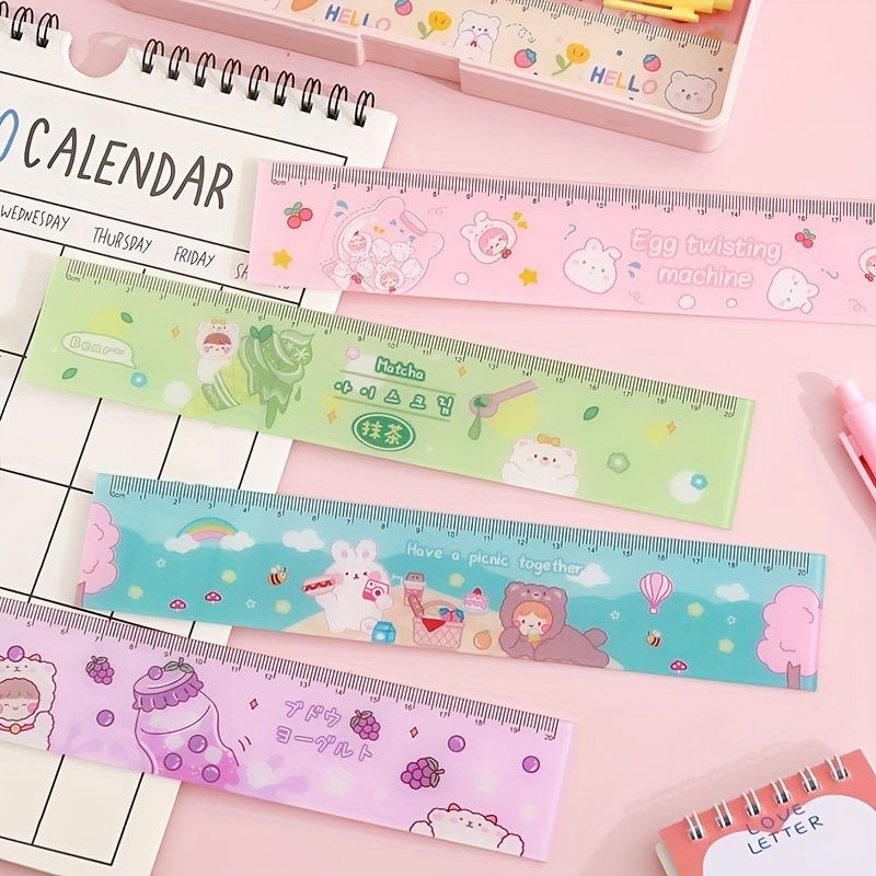 Cartoon Acrylic Ruler Student Office Drawing Measuring Ruler Color Cute 7.87inch Ruler Daily Office Supplies
