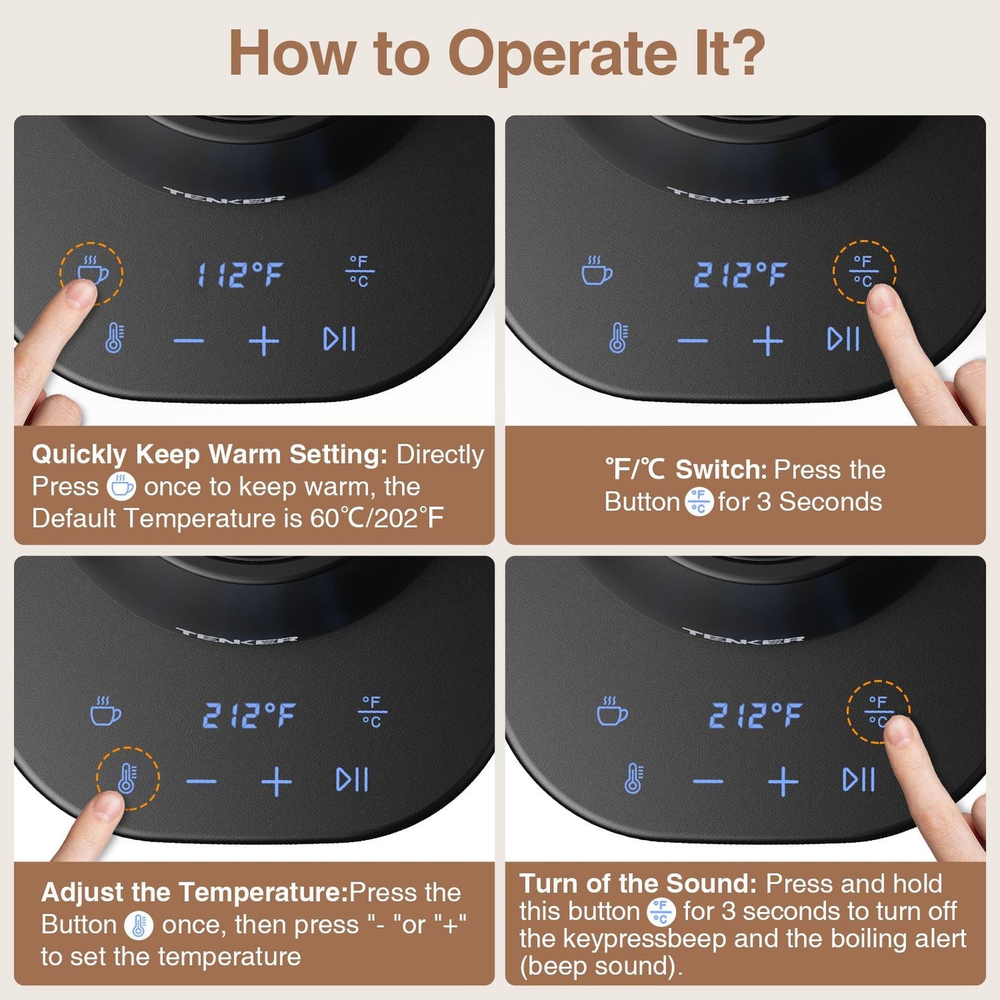 Electric Gooseneck Kettle Temperature Control Pour-Over Tea Kettle for Coffee Brewing;  Stainless Steel Inner;  1300W Rapid Heating;  Temp Holding Matte Black