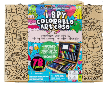 Art 101 Budding Artist 78 Piece Creative Colorable Wood Art Set, Colored Pencils, Watercolors, Markers, & Crayons