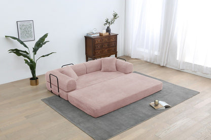 Foldable Sofa Bed, 77.9'' Folding Floor Couch, Compressed Convertable Sleeper Sofa, Memory Foam Couch with Pillow Back Support Armrest, 4-in-1 Futon Sofa Bed for Living Room, Army green
