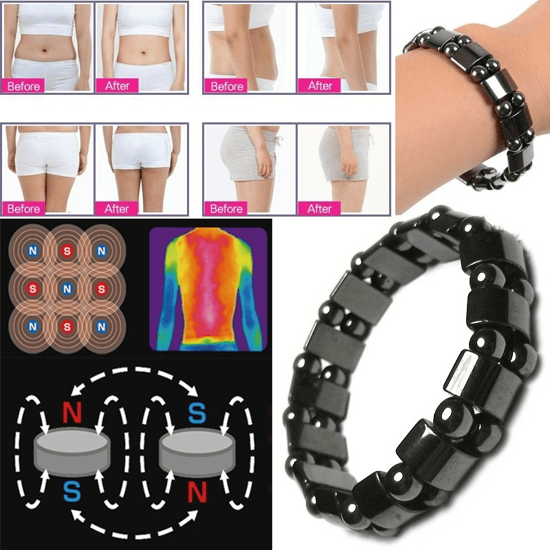 Magnetic Hematite Bracelet, Adjustable Design Magnetic Bracelet Reduce Puffiness Help Calm Down Blood Circulation Better Sleep, Fit For Most People