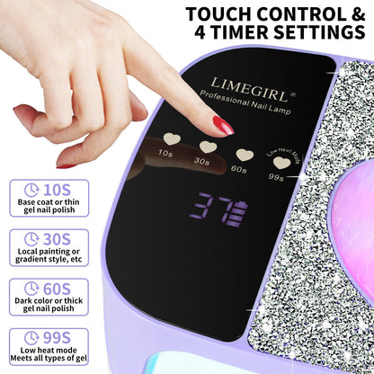 LimeGirl Cordless Nail Dryer for Gel Polish, UV LED Nail Lamp with Fast Curing UV Light & 4 Timer Settings, Portable Rechargeable Gel Lamp Nail Art Tool for Manicure Pedicure at Home & Salon