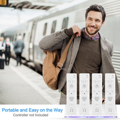 4 Remotes Charging Dock Game Controller Charger 2800mAh Rechargeable Battery Charging Stations w/ LED Indicator for Wii Nintendo