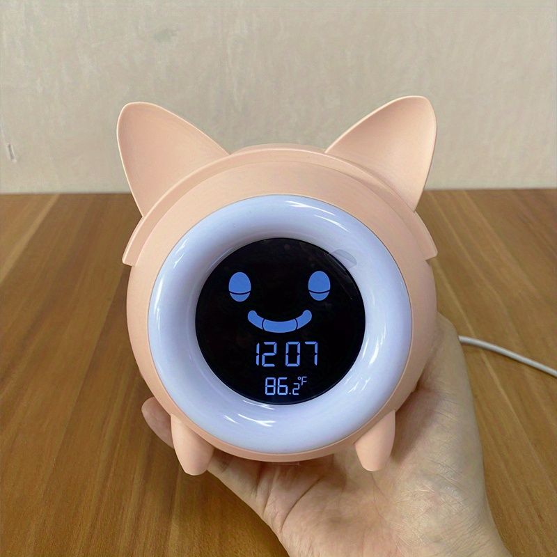 1pc Sleep Training Clock with Night Light, Sound Machine, Nap Timer, Snooze, Indoor Temperature, and Digital Wake Up Clock for Toddlers - Perfect for Boys and Girls Bedroom - Pink/Blue