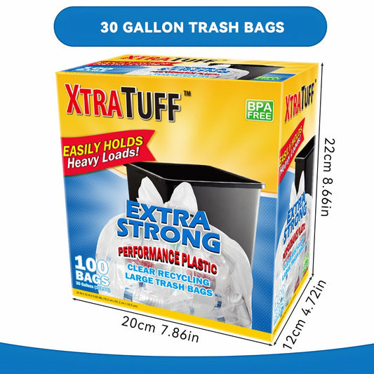 Boxs Of 100 Bags 30 Gallon White Disposable Large Trash Bags For Large Kitchen Trash Can, Hefty Ultra Strong 100 Count 113.5L Multipurpose Supplies For Industrial, Garden, Home,