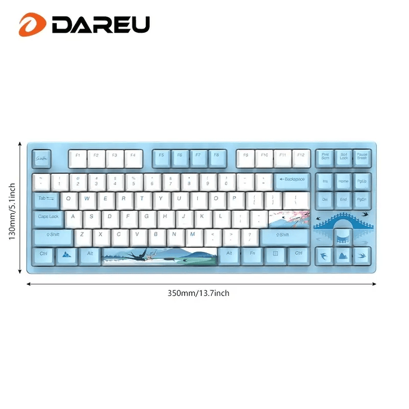 Dareu A87 Spring Swallow Theme 87 Keys Compact Layout Mechanical Gaming Keyboard;  Cherry MX Switch;  PBT Keycaps