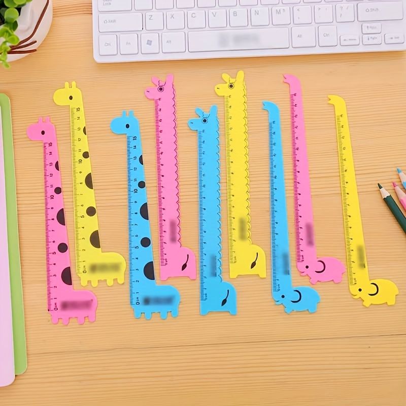 1pc Cartoon Animal Giraffe Plastic Straight Ruler Kawaii Cute Sweet Straight Ruler