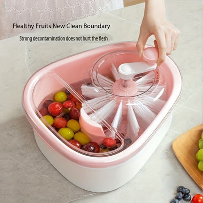 1pc, Efficient Fruit and Vegetable Washer - Spin Cleaning Machine for Fruits and Vegetables - Manual Fruit Cleaner Device - Kitchen Tool for Healthy and Clean Produce