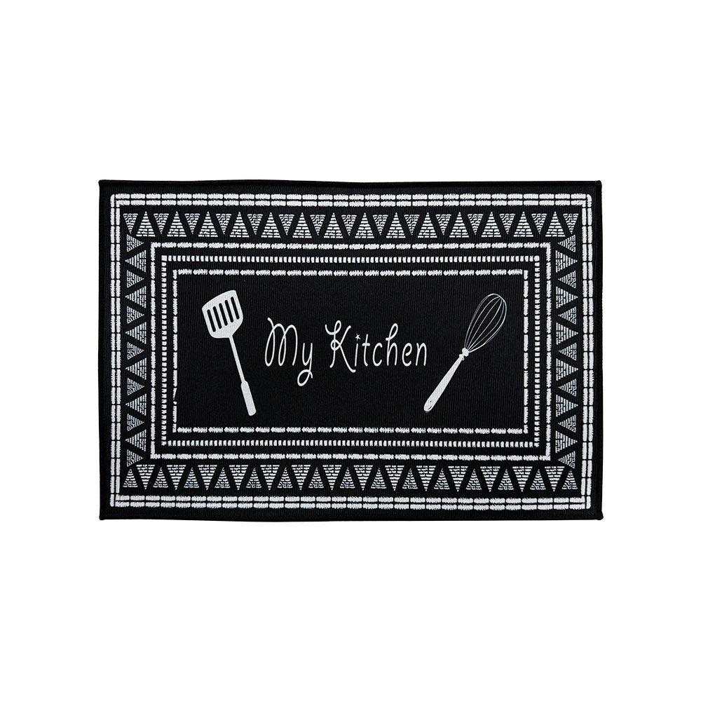 Printed Absorbent & Non-Slip Door Mat - Durable Polyester Carpet with "Kitchen" Design, Ideal for Bathrooms, Hallways, Living Rooms, Bedrooms (Decorative Use) & Laundry Rooms (Heavy-Duty Floor Mat)