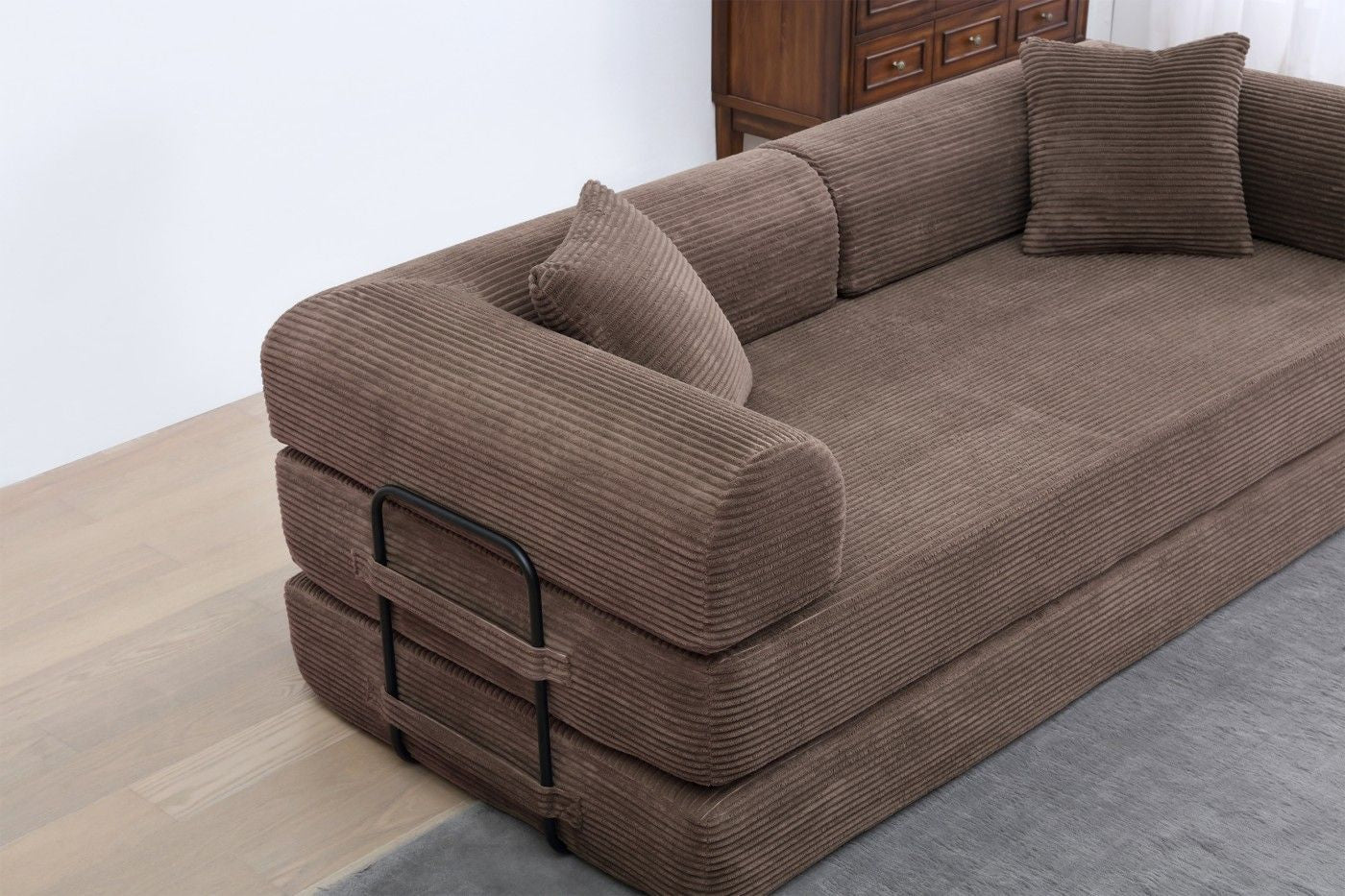 77.9'' Convertible Folding Sofa Bed – 4-in-1 Modular Floor Couch, Corduroy Small Cloud Couch, Compressed Foldable Sleeper Sofa, King Size Futon for Bedroom, Guest Room (Pink)