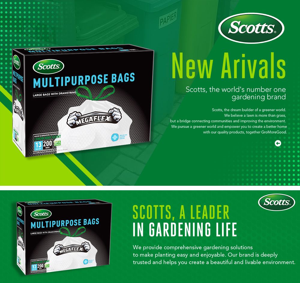 Scotts 200 Bags 13 Gallon Boxed Disposable Non Tear Puncture Tear Resistant Trash Bags, deodorization technology Kitchen Drawstring Garbage Bags, Fresh Clean Scent With Lemon Scent,