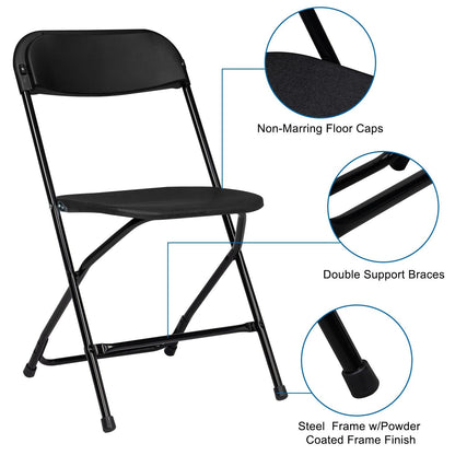 10PCS Heavy Duty Folding Chair 350lbs Capacity Metal Frame Portable Event Chair for Indoor Outdoor Use Stackable and No Assembly Required