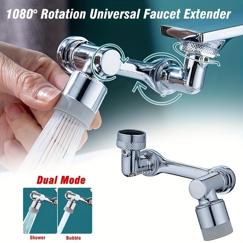 1pc, 1080 ° Swivel Faucet Extender, ABS Universal Sink-Water Aerator, Kitchen Bathroom 1080 ° Angle Rotatable Spray Attachment, Multifunctional Robotic Arm, Washing Eye/Hair/Face