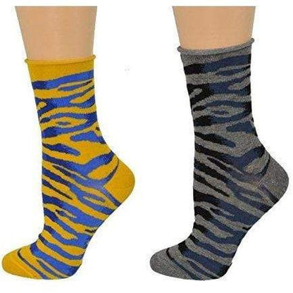 Sierra Socks Zebra Pattern Hi Anklet Casual Cotton Women's 2 Pair Pack