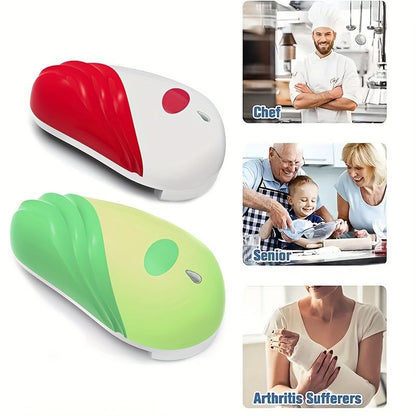 1pc, Can Opener, Stainless Steel Electric Bottle Opener, Smooth Edge Food-Safe Electric Can Opener, Automatic Can Opener, Red /Green Kitchen Can Opener