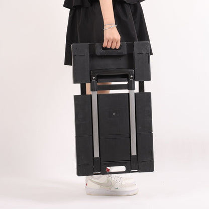 Folding Hand Truck 330lbs, Portable Heavy Duty Dolly Cart, 6 Wheels Collapsible Luggage Cart with 1 Elastic Ropes - Compact Trolley Cart for Easy Moving