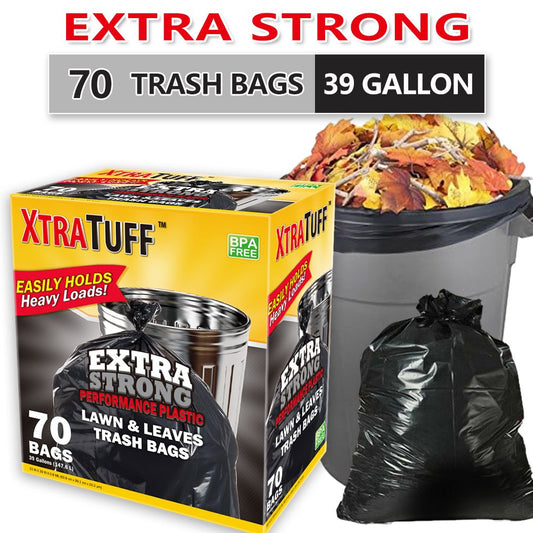 Boxed Disposable Garbage Bag 70 Pieces Puncture Tear Resistant Trash Bags, 39 Gallon Capacity, Multipurpose Cleaning Supplies For Industrial, Garden, Home, And Commercial Use - Durable, Leak-Proof