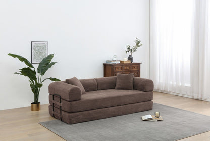 77.9'' Convertible Folding Sofa Bed – 4-in-1 Modular Floor Couch, Corduroy Small Cloud Couch, Compressed Foldable Sleeper Sofa, King Size Futon for Bedroom, Guest Room (Pink)