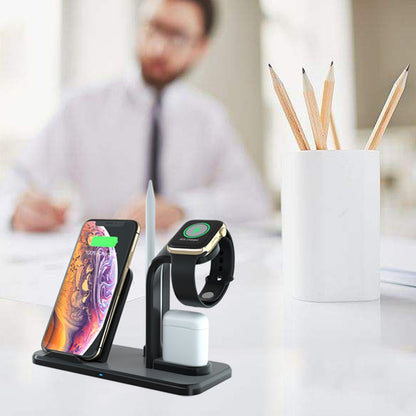 Besegad 4 in 1 Assemable Fast Wireless Charging Stand Dock Station for iPhone XS Max Apple Pencil iWatch Series 1 2 3 4 Airpods