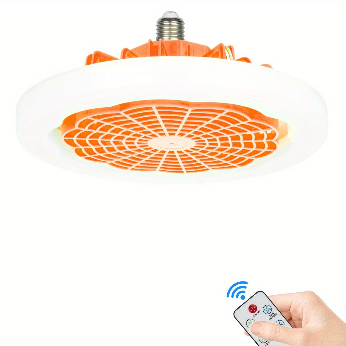 1pc Ceiling Fan With Light, Modern 18inch Remote Control Enclosed Low Profile Ceiling Fan With Light 3 Speed LED Dimming 3 Colors 8 Invisible Bladeless Flush Mount Fan Light Bedroom, Offices