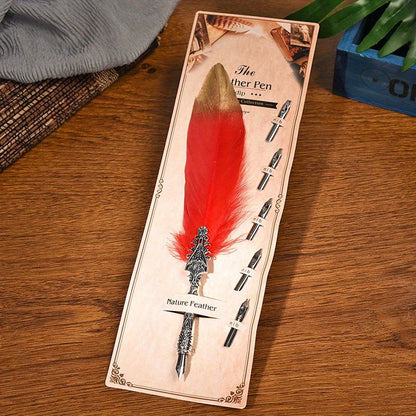 European And American Retro Feather Pen Dipping Pen Enterprise Business Gift Birthday Stainless Steel Signature Pen Teacher Gift Birthday Gift