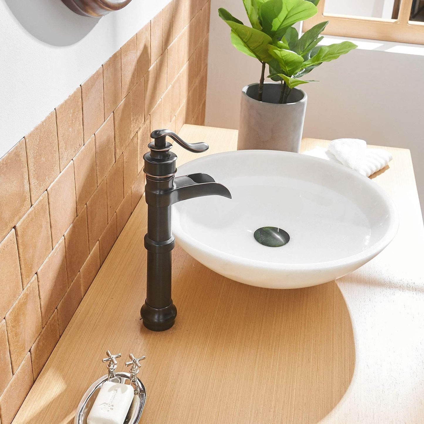 Waterfall Single Hole Single-Handle Vessel Bathroom Faucet With Pop-up | Faucets | Kitchen + Metal