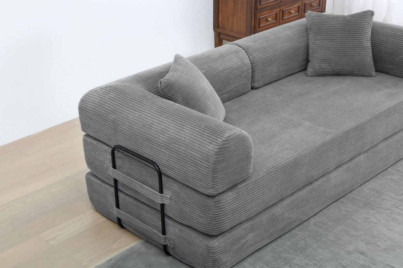 Foldable Sofa Bed, 77.9'' Folding Floor Couch, Compressed Convertable Sleeper Sofa, Memory Foam Couch with Pillow Back Support Armrest, 4-in-1 Futon Sofa Bed for Living Room, Army green