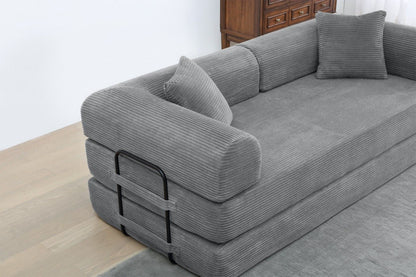 Foldable Sofa Bed, 77.9'' Folding Floor Couch, Compressed Convertable Sleeper Sofa, Memory Foam Couch with Pillow Back Support Armrest, 4-in-1 Futon Sofa Bed for Living Room, Army green