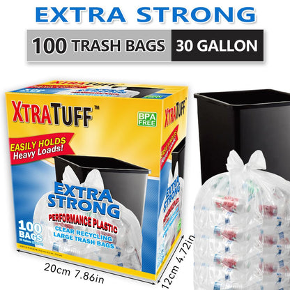 Boxs Of 100 Bags 30 Gallon White Disposable Large Trash Bags For Large Kitchen Trash Can, Hefty Ultra Strong 100 Count 113.5L Multipurpose Supplies For Industrial, Garden, Home,