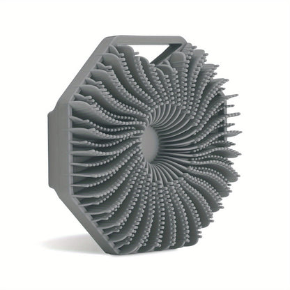 1pc Soft Silicone Body Brush Bath Body Brush, Massage Rubbing Device, Natural Bristle, Soft Scrubber, For Shower And Exfoliating