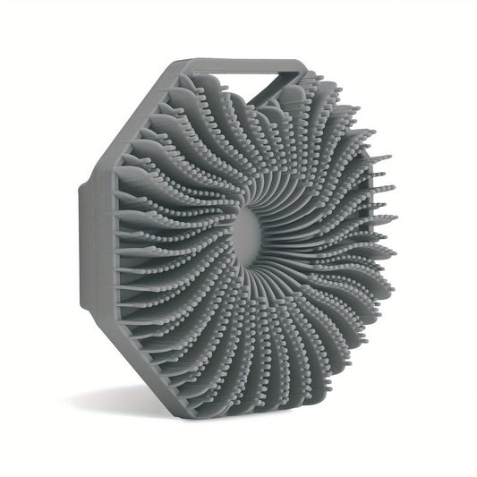 1pc Soft Silicone Body Brush Bath Body Brush, Massage Rubbing Device, Natural Bristle, Soft Scrubber, For Shower And Exfoliating