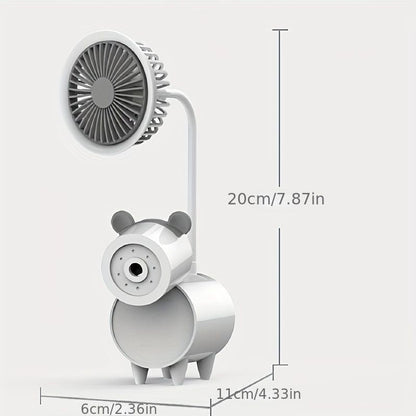 Cute Cartoon USB Fans With Pen Holder Pencil Sharpener; Rechargeable Fan For Children Business Gift