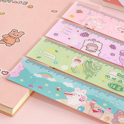 Cartoon Acrylic Ruler Student Office Drawing Measuring Ruler Color Cute 7.87inch Ruler Daily Office Supplies