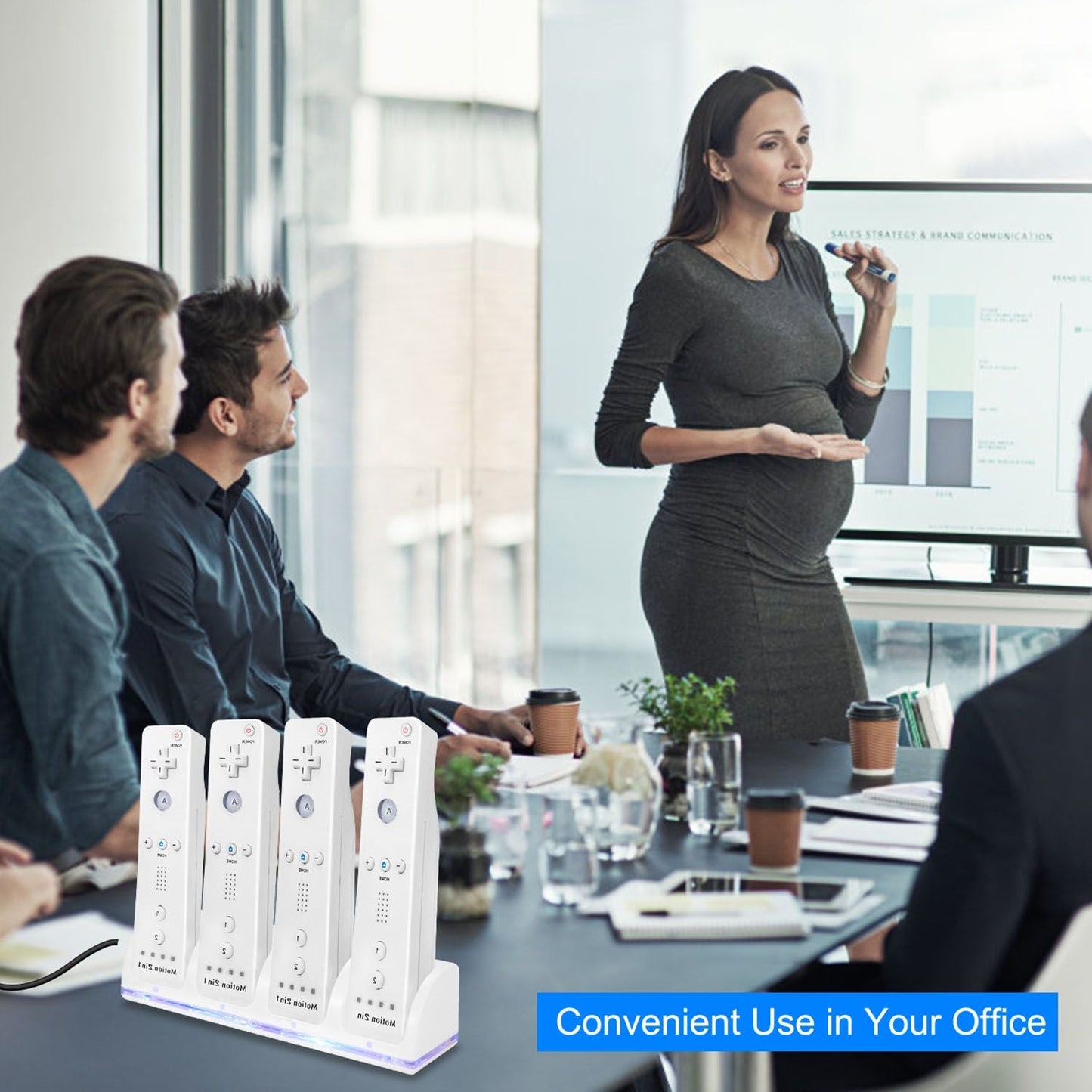 4 Remotes Charging Dock Game Controller Charger 2800mAh Rechargeable Battery Charging Stations w/ LED Indicator for Wii Nintendo