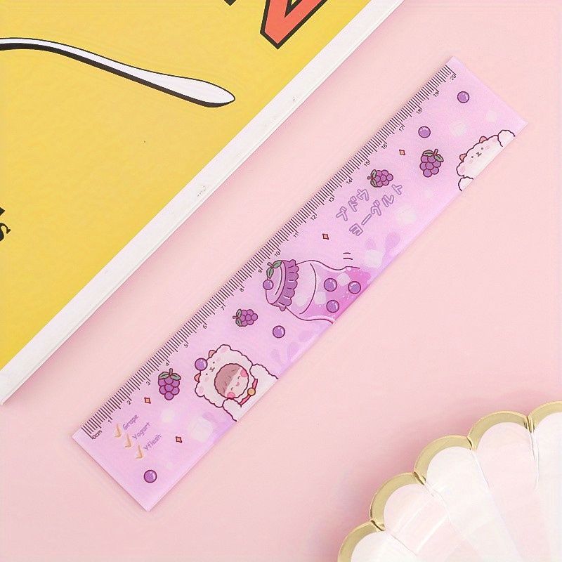 Cartoon Acrylic Ruler Student Office Drawing Measuring Ruler Color Cute 7.87inch Ruler Daily Office Supplies