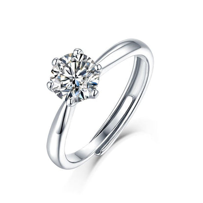 Classic Six-Prong Set Moissanite 1 Carat 2 Carat 3 Carat 5 Carat S925 Sterling Silver Plated Ring Trendy Classic Diamond Jewellery Ring