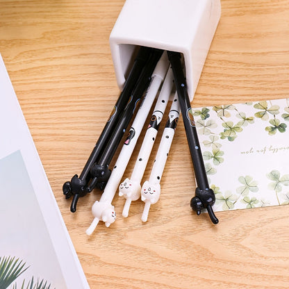 4pcs Creative Tail Cat Cute Cartoon Gel Pen 0.38mm Black Refill