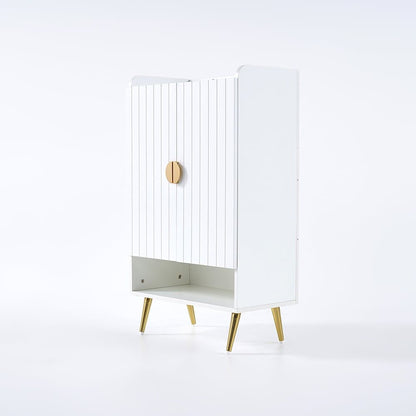 Yellar Nordic Entryway White Shoe Storage Cabinet with Doors & Open Shelves 5-Tier