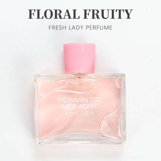 3.4fl Oz Women's Eau De Parfum - ROMANTIC MOMENT - Floral & Woody - With Rose, Chamomile, and Lemon - Medium Intensity Perfume