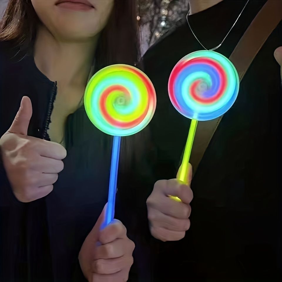 Light Up Spinning Lollipop Wand, Lollipop Glow Sticks, Princess Fairy Wand Spinner, Halloween Party Favor, Birthday Gift, Dress Decoration