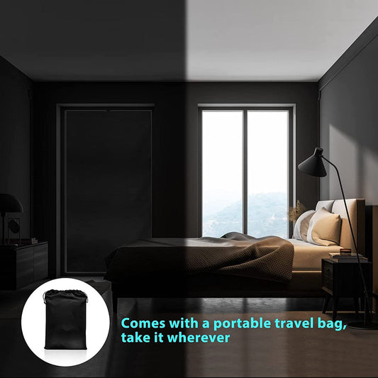 Blackout Curtains with Ruler and Tape Portable Window Curtain Black Oxford Cloth No Drill Window Shades Cuttable Temporary Black Out Shades for Home Indoor Bedroom Livingroom