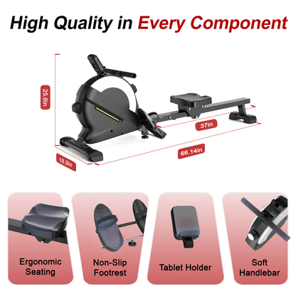 Rowing Machines for Home, Magnetic Rowing Machine with 77lbs High Resistance Rowing Machine,16 Levels of Quiet Resistance,Rower Machine for Home Row Machine,App Compatible,LCD Monitor