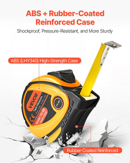 Tape Measure 25ft Retractable Imperial Metric ABS Case for Outdoor Decoration