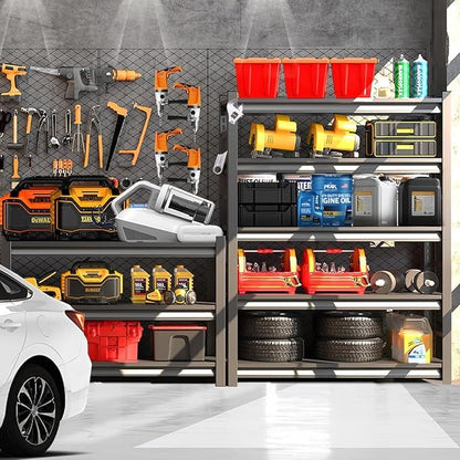 5-layer living room storage rack unit, 72" adjustable storage rack, 2000LBS metal storage rack for home use, suitable for kitchen, living room, storage room, basement and warehouse, black