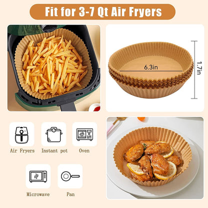 Air Fryer Disposable Paper 100 Pcs Round Non-Stick Paper Prime Oil-proof Parchment Paper Cooking Paper for Fryers Basket Frying Pan Microwave Oven