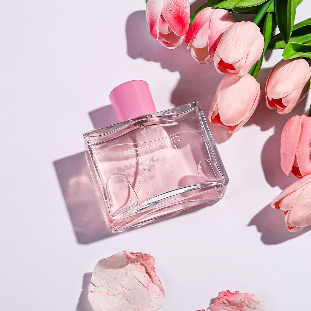 3.4fl Oz Women's Eau De Parfum - ROMANTIC MOMENT - Floral & Woody - With Rose, Chamomile, and Lemon - Medium Intensity Perfume