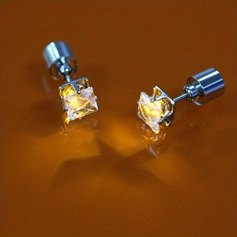 1 Pair, Cool Colorful Flashing Earrings With LED Lights, Colorful Color Change Earrings, New Fashion Unisex Nightlight Party Zircon Earrings, Glow In The Dark Party Supplies