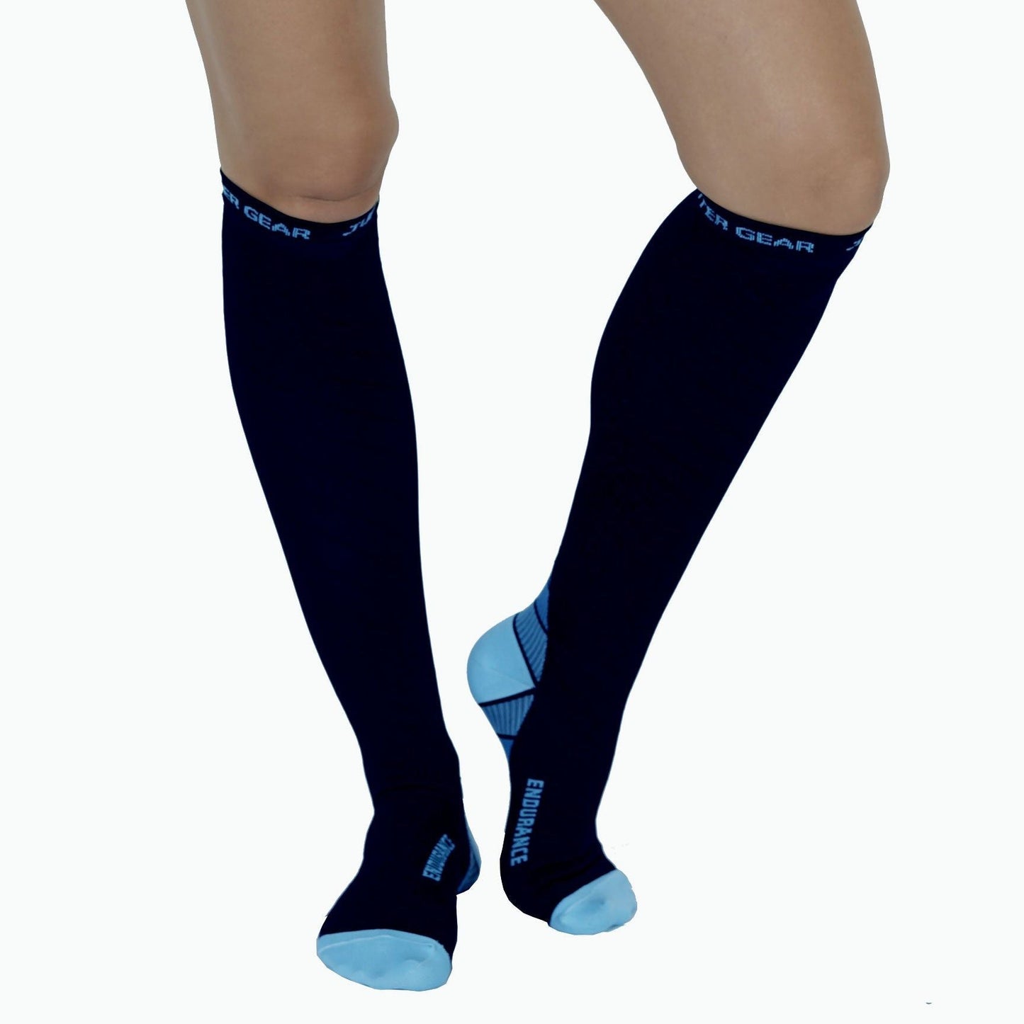 Endurance Compression Socks for Running and Hiking - Black with Blue A