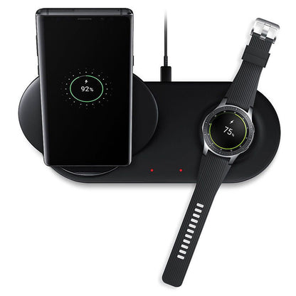 Wireless QI Phone+Watch Charger For iPhone Samsung Duo Dock Dual Fast Charging